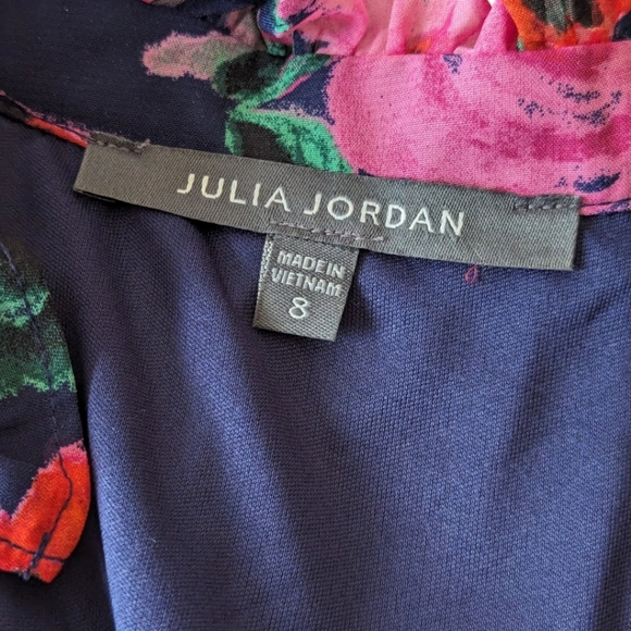 Julia Jordan Navy Floral Print Fit & Flare Dress Size 8 - Picture 11 of 16
